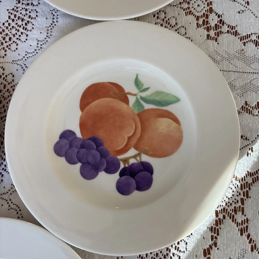 Vintage Hand Painted Fruits‎ Salad, Lunch, Display Plates 50's Louise Hanford